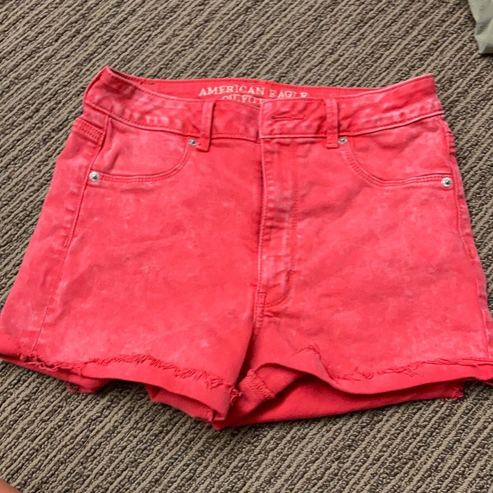 AMERICAN EAGLE STONEWASH RED SHORTS SIZE 8